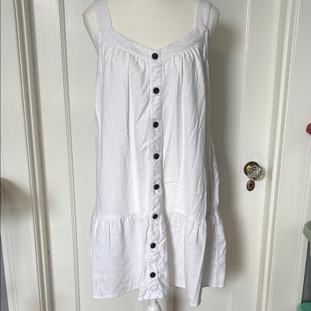 J Crew White Sleeveless Ruffle-Hem Sundress